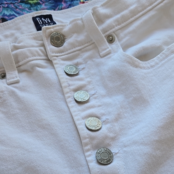 Gap High Rise White Button Fly Vintage Slim Jeans 6 Minimalist Slim Straight - Picture 2 of 11